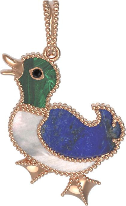 Подвеска из золота c эмаль , лазуритом, малахитом и перламутром