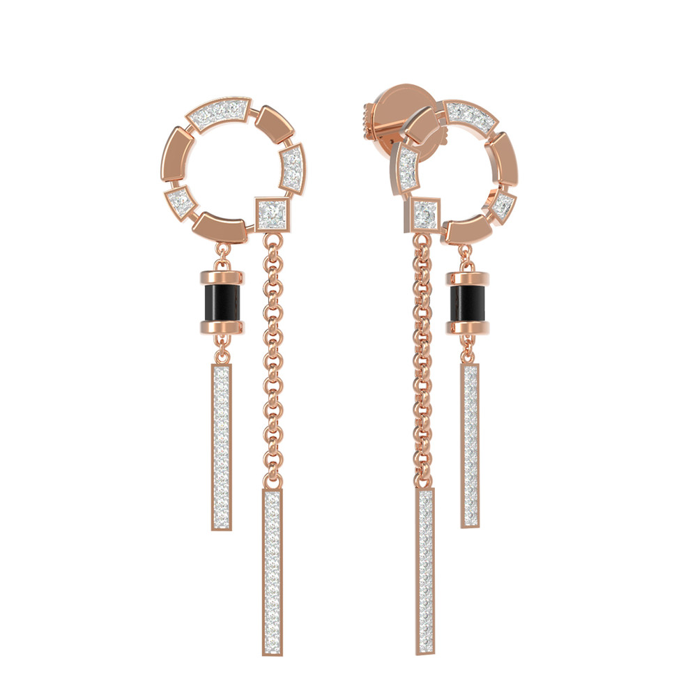 Серьги из золота c бриллиантами и ониксом