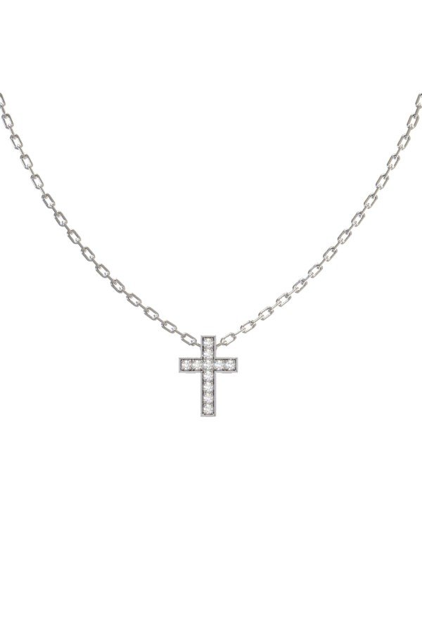 Крест из белого золота c бриллиантами