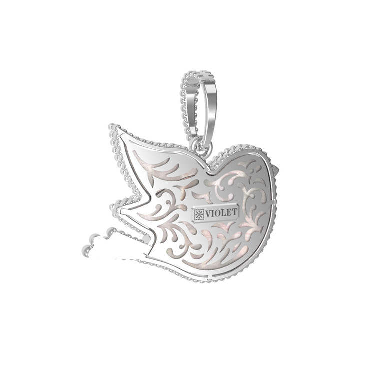 Подвеска из белого золота c эмаль и перламутром