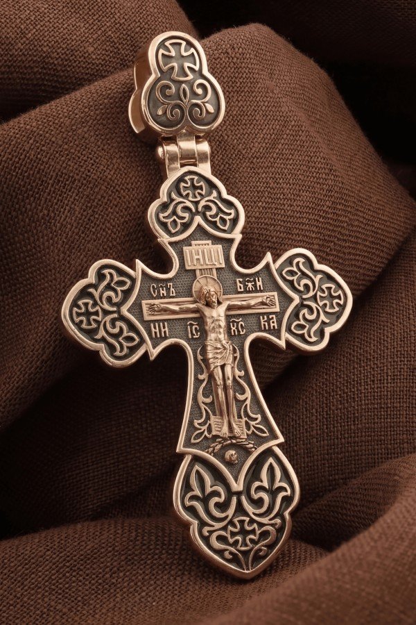 Крест из золота 585 пробы c эмалью