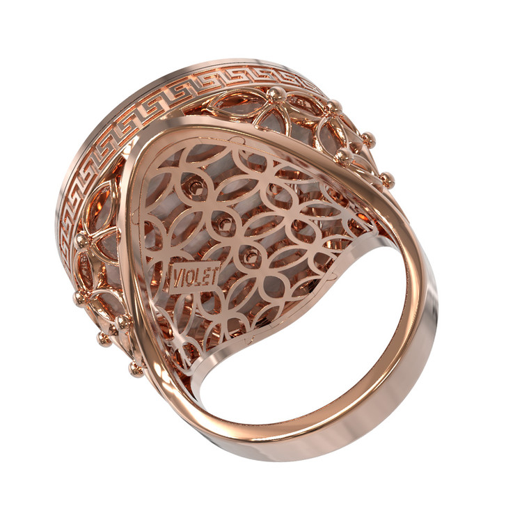 Кольцо из золота c эмаль и перламутром