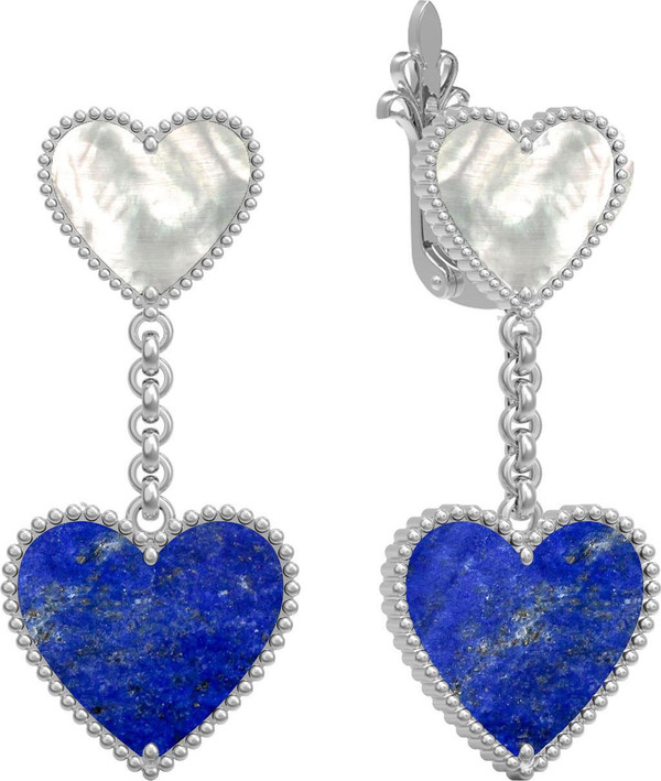 Серьги из белого золота c лазуритом и перламутром