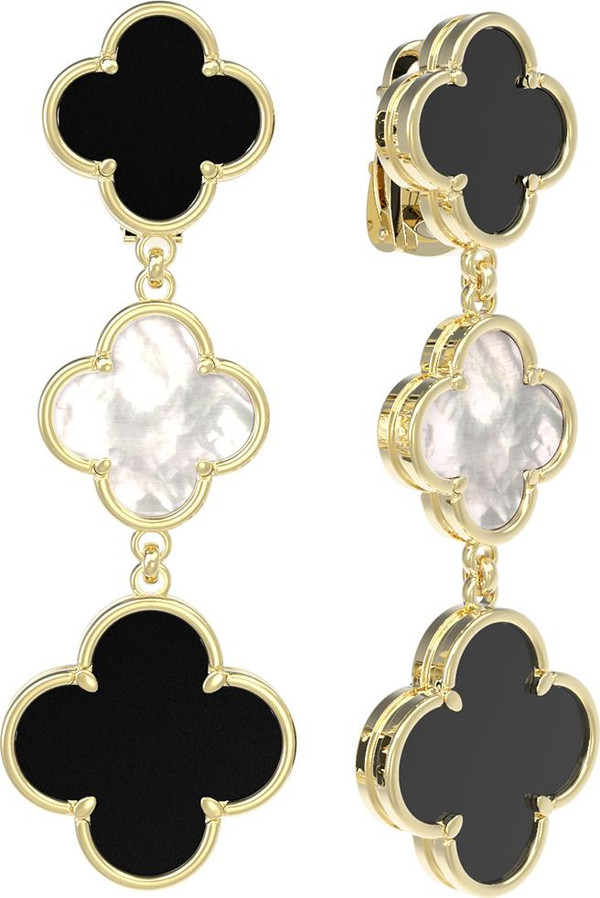 Серьги из лимонного золота c ониксом и перламутром