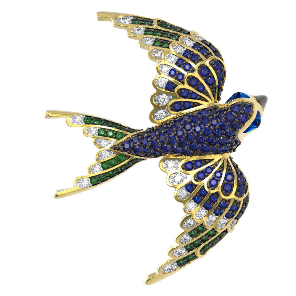 Подвеска из лимонного золота c эмаль и фианитом