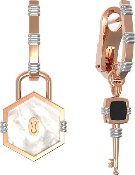 Серьги из золота c ониксом и перламутром