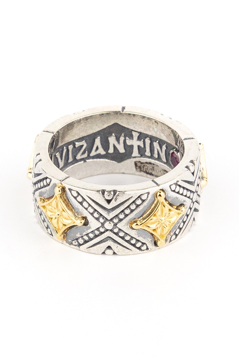 Подвеска из серебра и золота c рубином