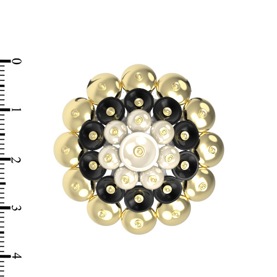 Подвеска из лимонного золота c ониксом и перламутром