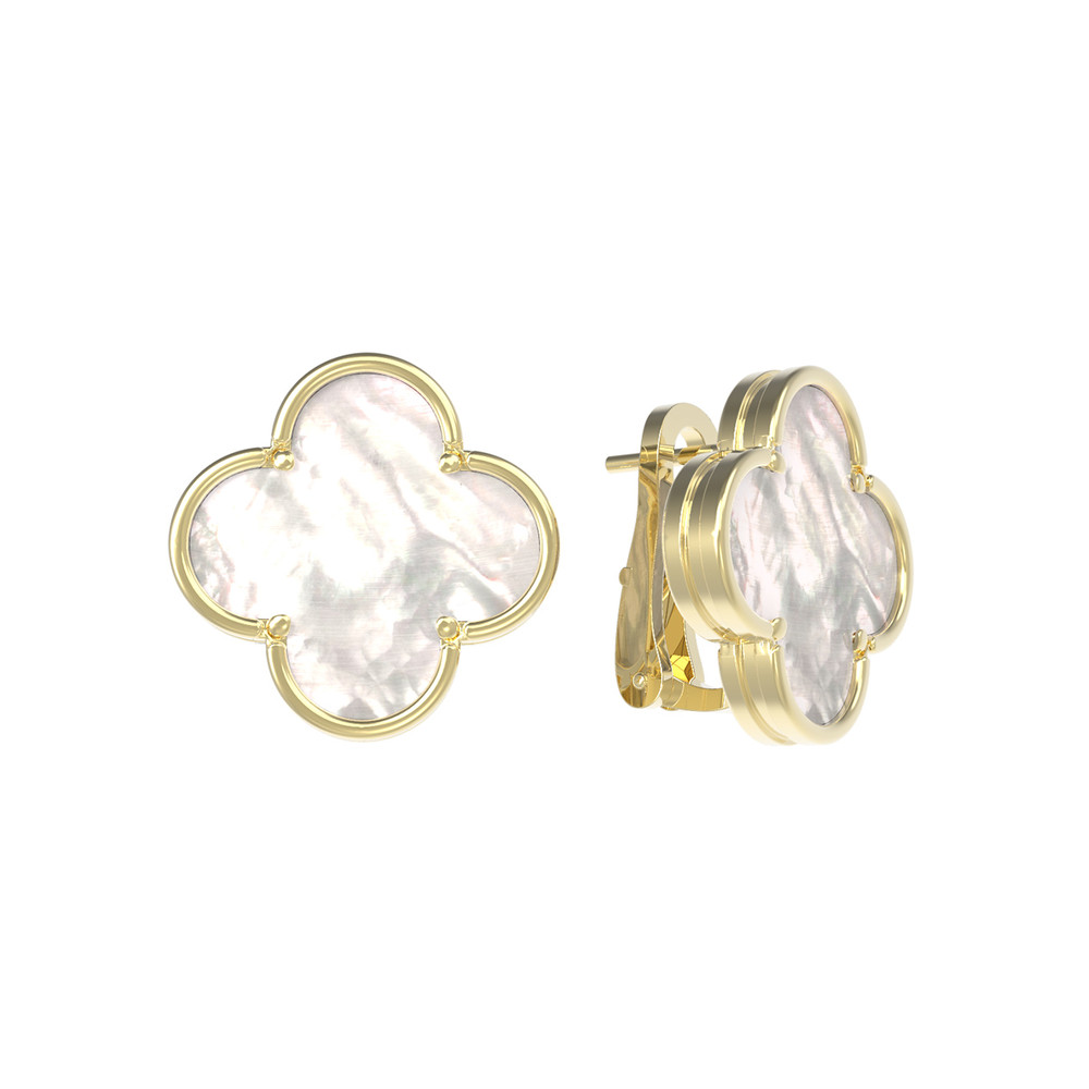 Серьги из лимонного золота c перламутром