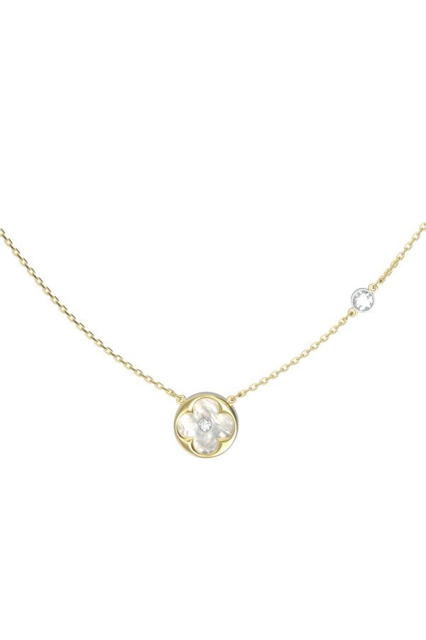 Колье из лимонного золота c бриллиантами и перламутром