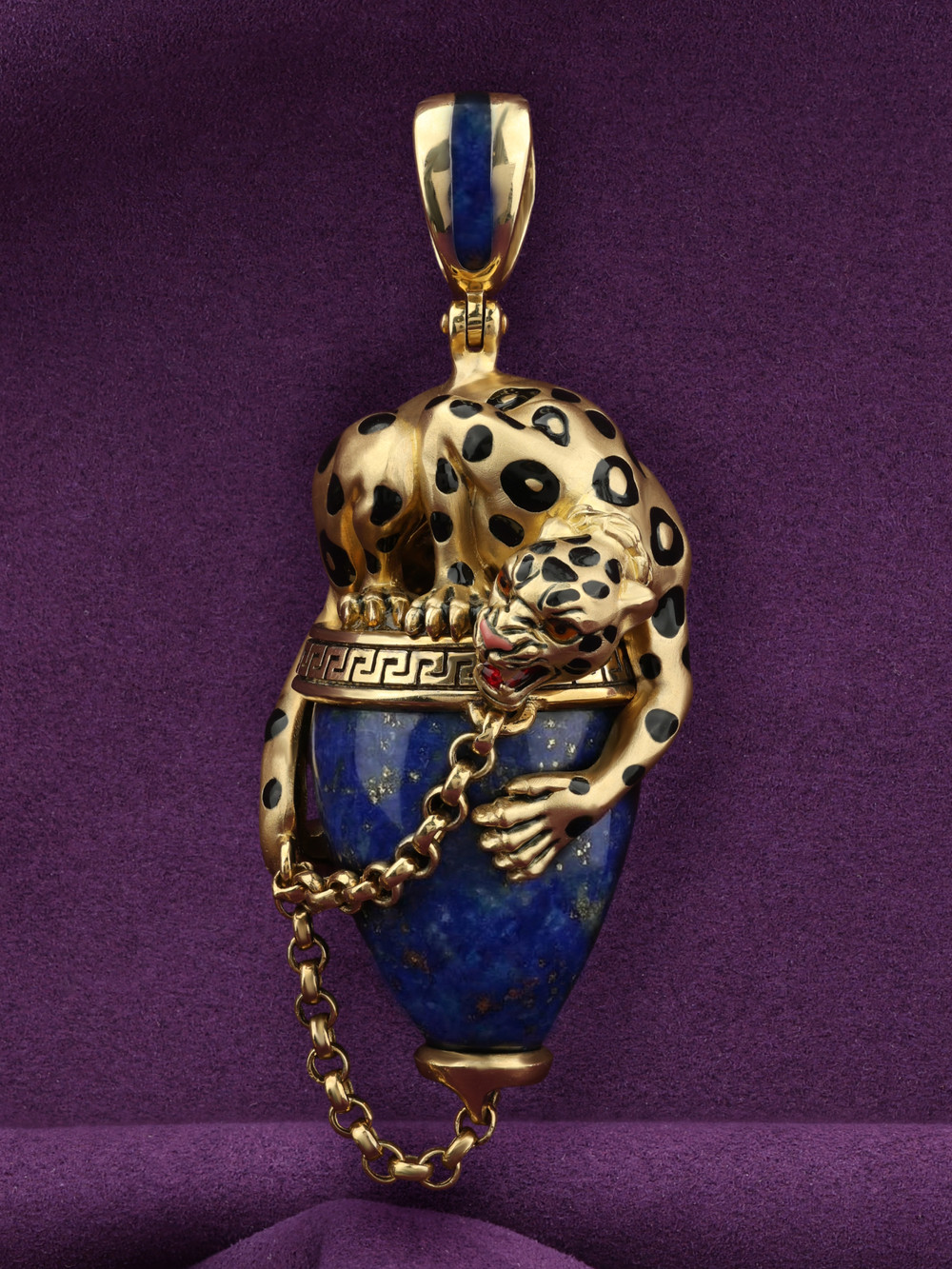 Подвеска из лимонного золота c эмаль и лазуритом