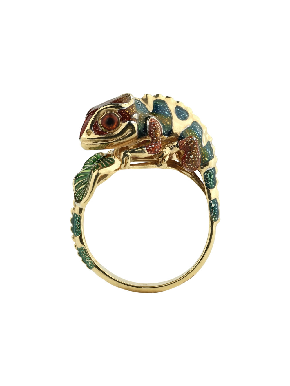 Кольцо из лимонного золота c эмаль