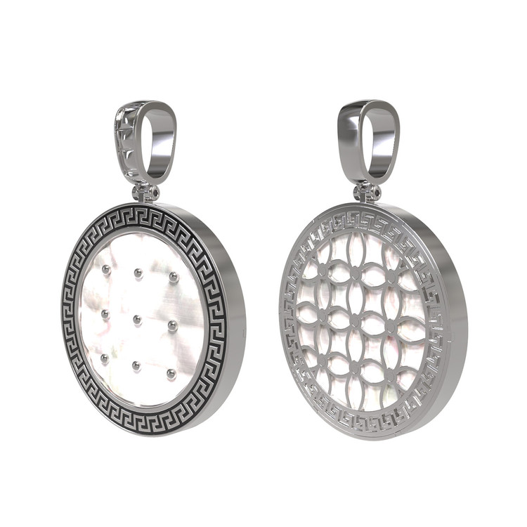 Подвеска из белого золота c эмаль и перламутром