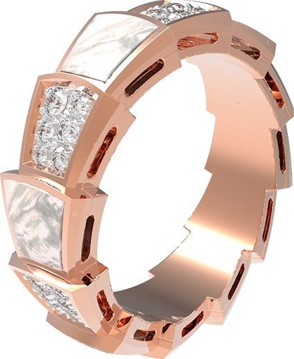 Кольцо из золота c бриллиантами и перламутром