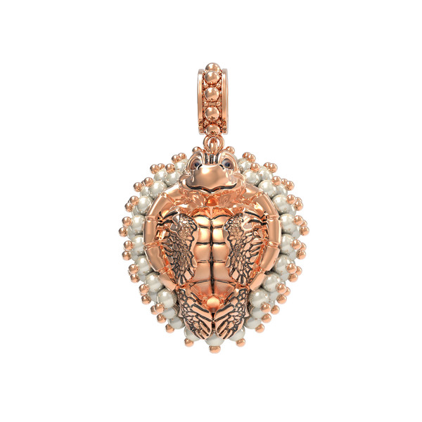 Подвеска из золота c эмаль и жемчугом