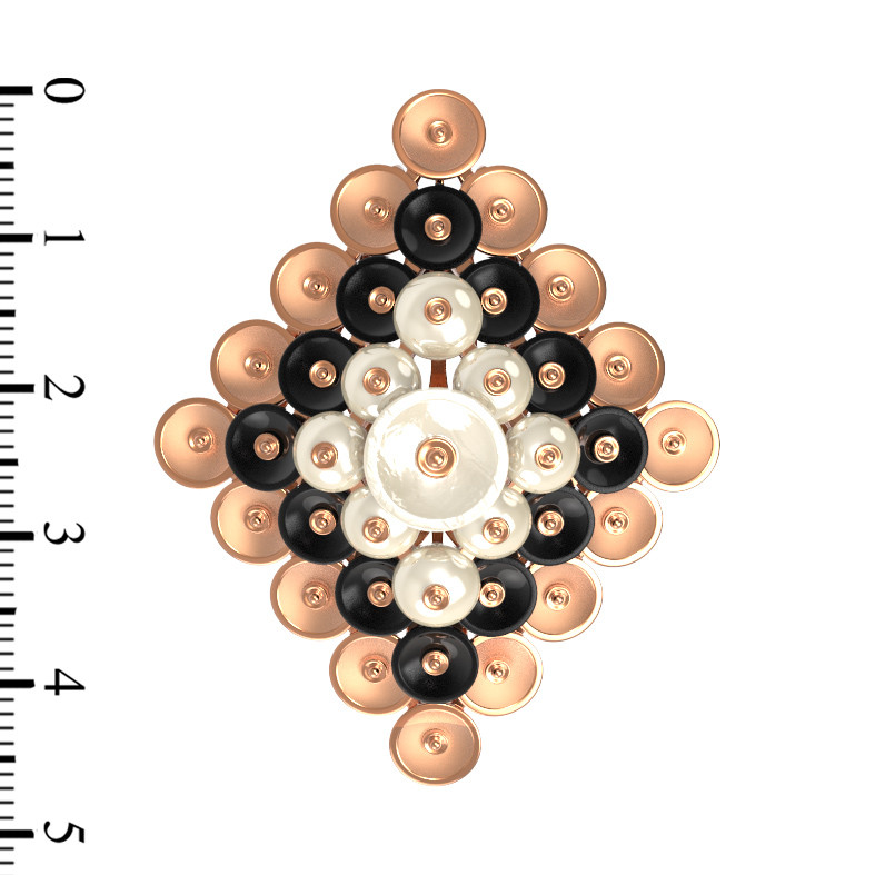 Подвеска из золота c ониксом и перламутром