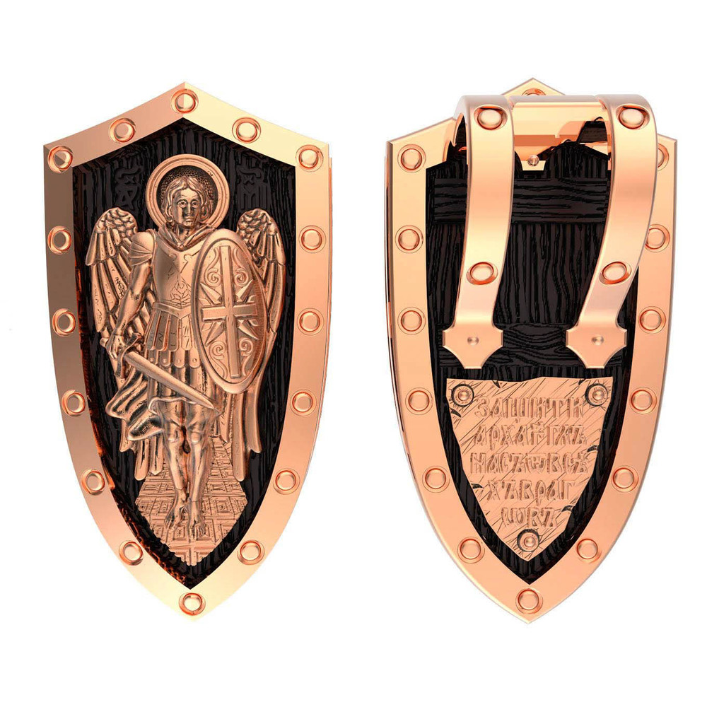 Образок из золота c эбеновым деревом