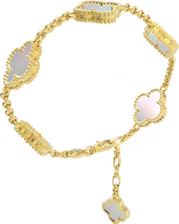 Браслет из лимонного золота c перламутром