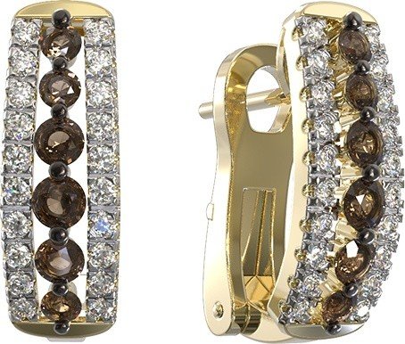 Серьги из лимонного золота 585 пробы c бриллиантами