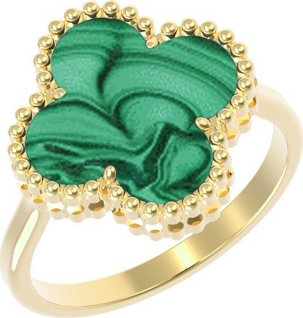 Кольцо из лимонного золота 585 пробы c малахитом