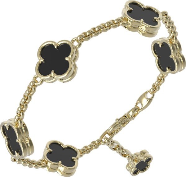 Браслет из лимонного золота 585 пробы c ониксом