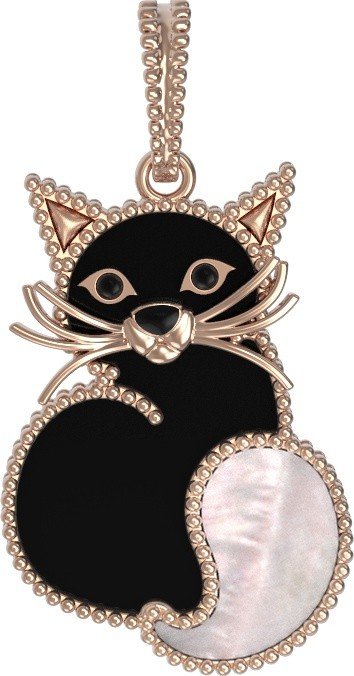 Подвеска из золота 585 пробы c эмалью, ониксом и перламутром