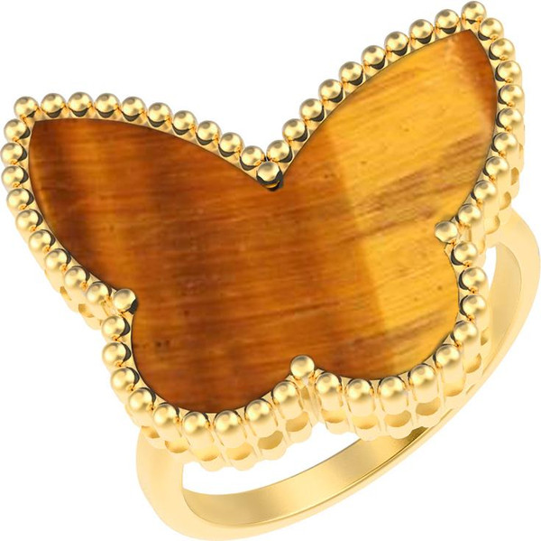 Кольцо из лимонного золота c тигровым глазом