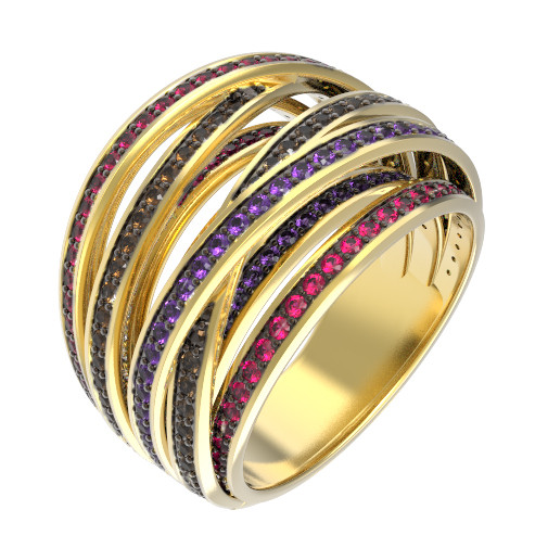 Кольцо из лимонного золота c фианитом