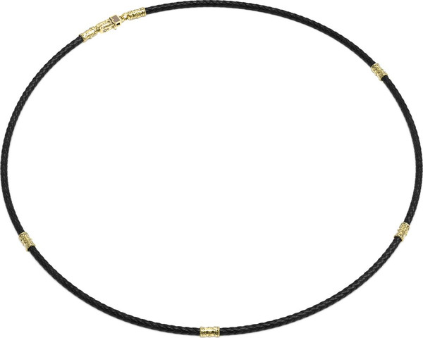 Шнурок кожаный из лимонного золота c кожаным шнурком