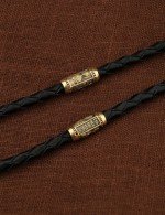 Гайтан из лимонного золота c кожаным шнурком