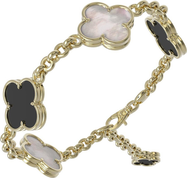 Браслет из лимонного золота c ониксом и перламутром