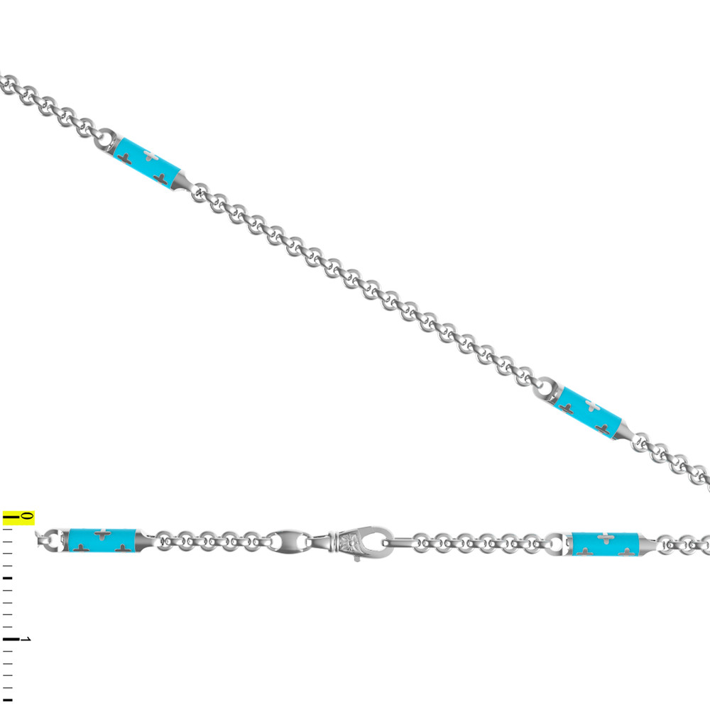 Цепь из белого золота c эмаль