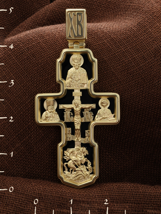 Крест из лимонного золота c ониксом