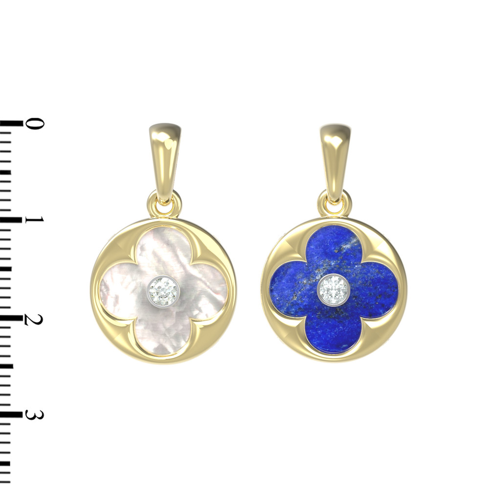 Подвеска из лимонного золота c бриллиантами, лазуритом и перламутром