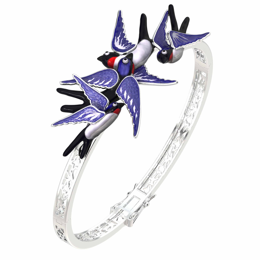 Браслет из белого золота c эмаль