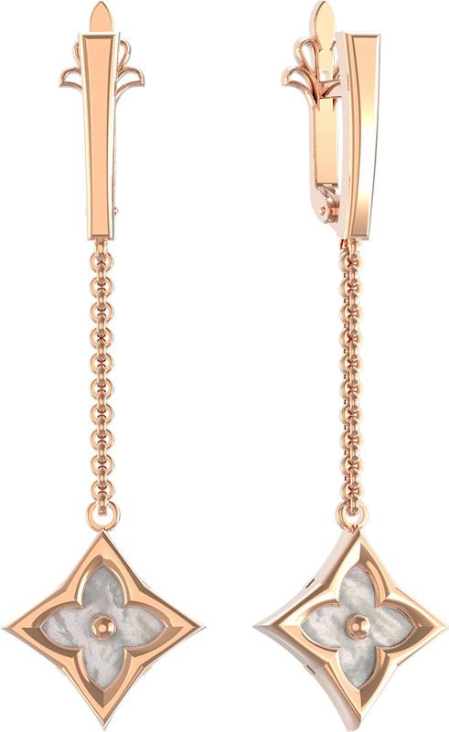 Серьги из золота c перламутром