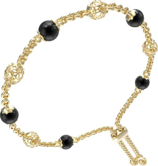Браслет из лимонного золота c ониксом