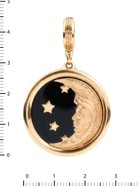 Подвеска из золота c ониксом и перламутром