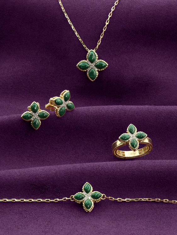 Колье из лимонного золота c бриллиантами и малахитом