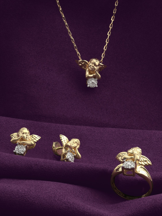 Кольцо из лимонного золота c бриллиантами