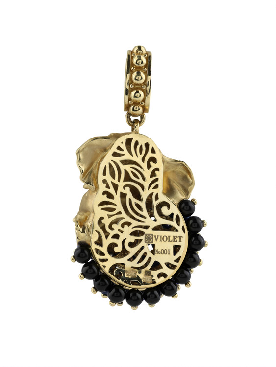 Подвеска из лимонного золота c эмаль и ониксом