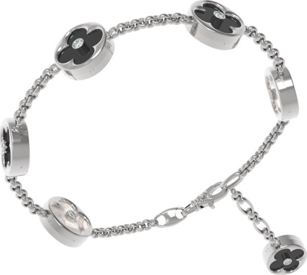 Браслет из белого золота c бриллиантами, ониксом и перламутром