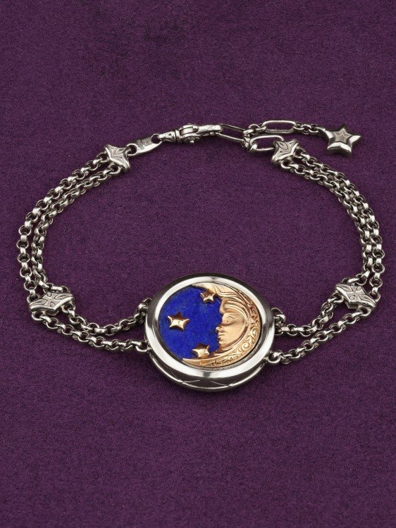 Браслет из белого золота c бирюзой и лазуритом