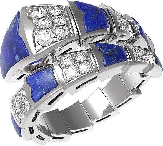 Кольцо из белого золота c бриллиантами и лазуритом