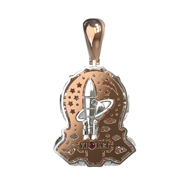 Подвеска из золота c эмаль , бриллиантами и рубином