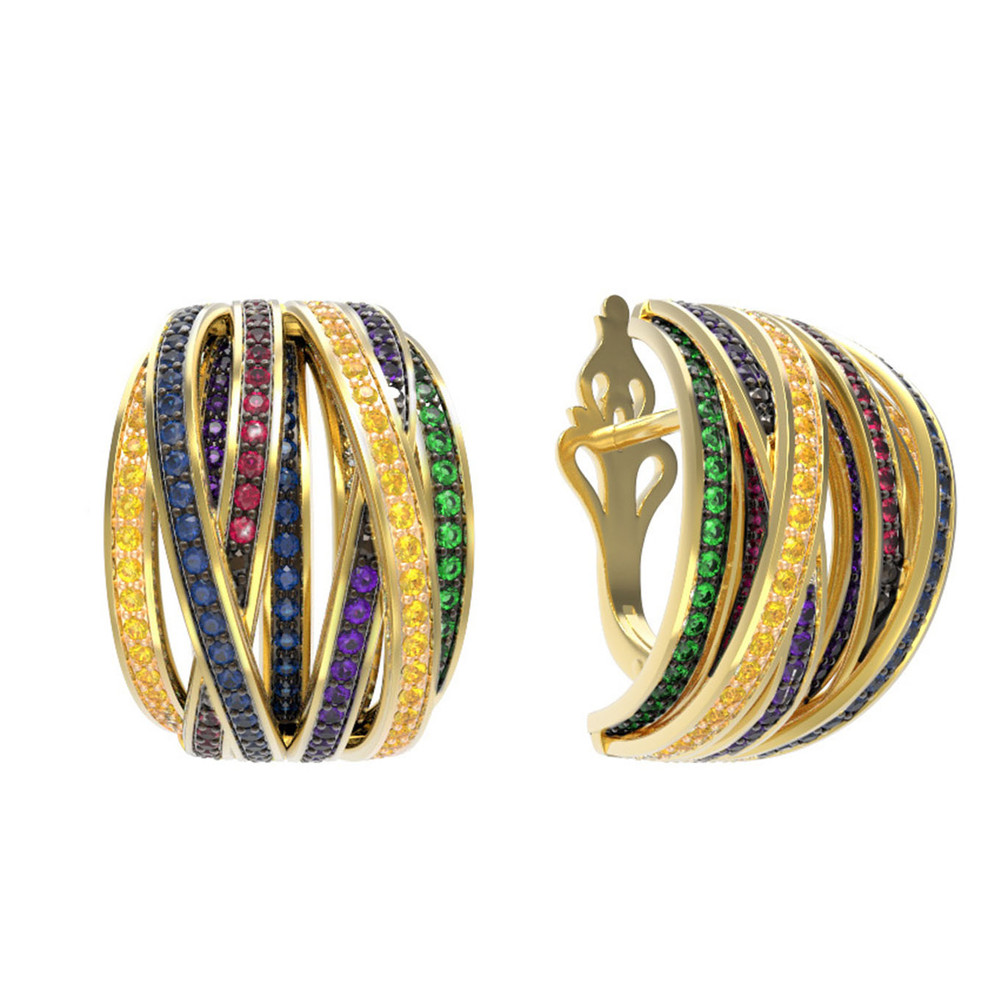 Серьги из лимонного золота c фианитом