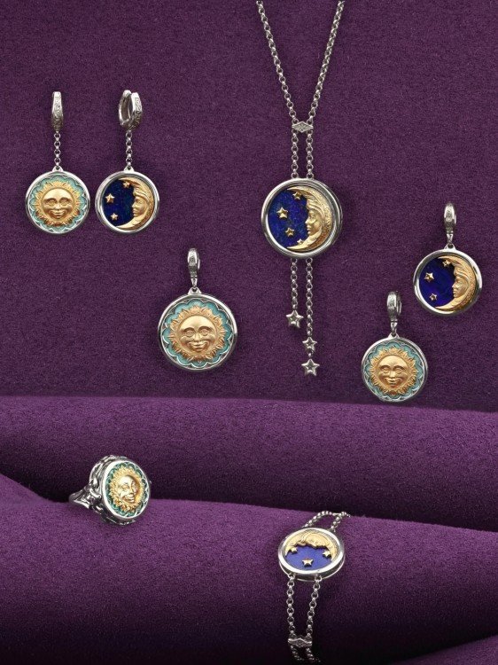 Серьги из белого золота c бирюзой и лазуритом