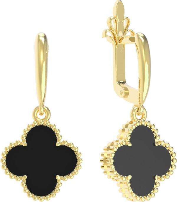 Серьги из лимонного золота c ониксом