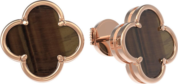 Серьги из золота c тигровым глазом