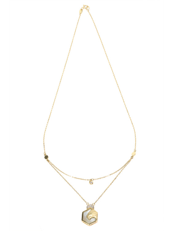 Колье из лимонного золота c бриллиантами и перламутром